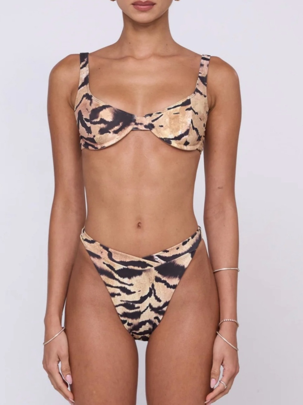 RESA Tiger Print Underwire Bikini Set in Tan and Black - Zara